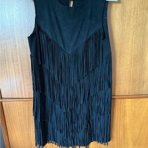 Zara Black Fringe Mini Dress